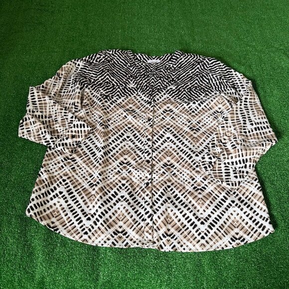 Calvin Klein Long Sleeve Button Front Mandarin Collar Tunic Shirt Plus Size 2X - Picture 1 of 12